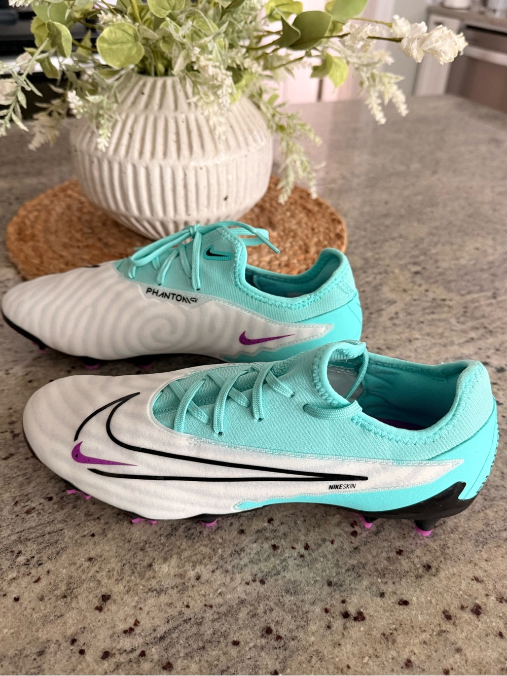 Nike Phantom Soccer Cleats - White & Teal